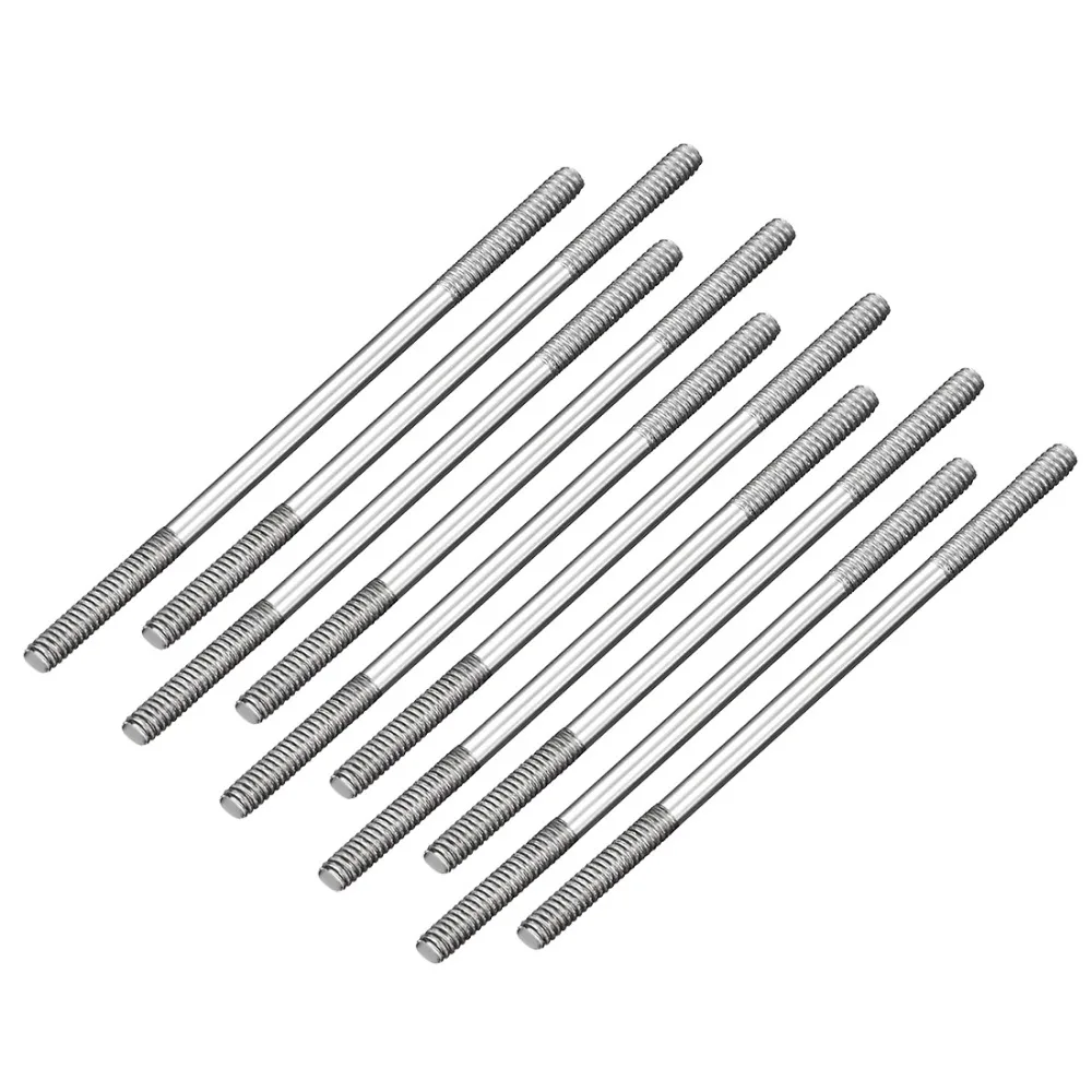 Uxcell 10pcs M2 Pushrod Connector Two Side Thread Stainless Steel Rod Linkage 25mm 30mm 35mm 45mm 55mm 65mm for RC Boat Car