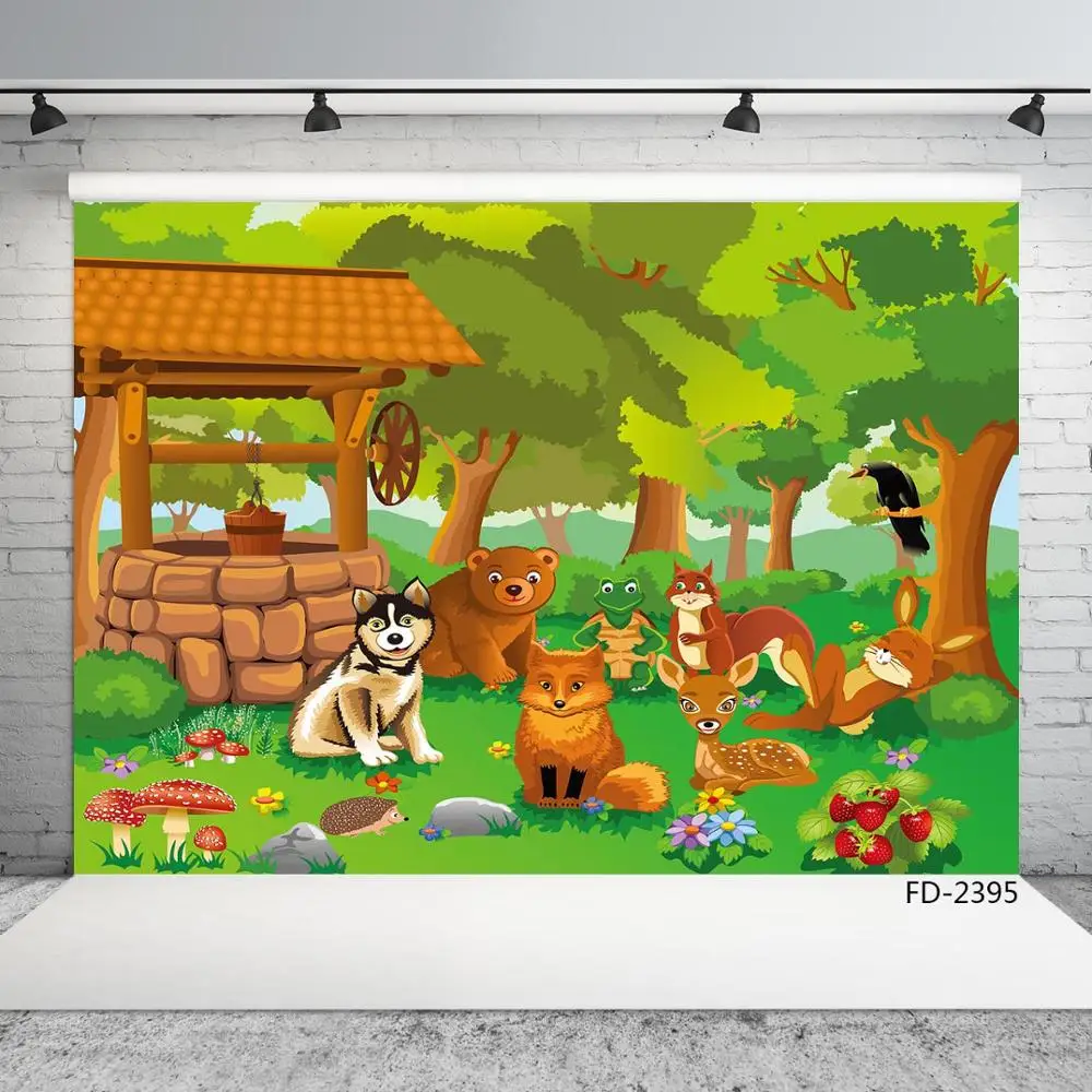 Forest Animals Well Photographic Backdrops Vinyl Photo Studio for Baby Children Baby Party Photobooth Photophone Camera Photo