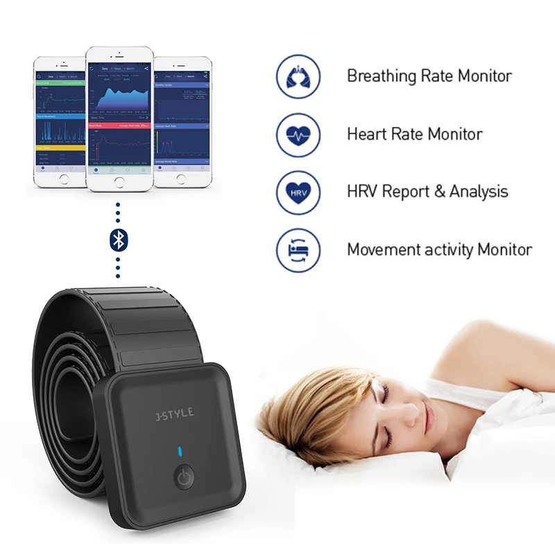 

Smart Bluetooth sleep ECG monitor HRV heart rate respiratory monitoring Chest Strap Pressure Sensor with App health care