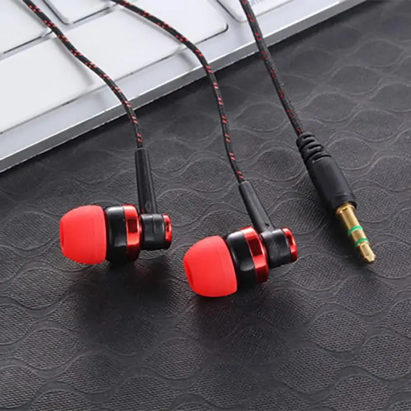 High Quality Wired Earphone Brand New Stereo In-Ear 3.5mm Nylon Weave Cable Earphone Headset With Mic For Laptop Smartphone #20