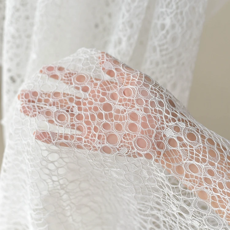 1 Yard girls dress sewing lace material Hollow out lace fabric delicate small cording soft lace Nude, Off white color in stock!