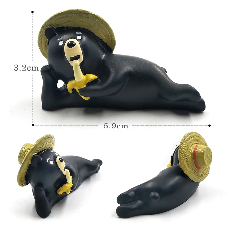 1pc Decole Cat Black Bear Granny figurine Resin Craft Anime Model home decor miniature fairy garden decoration DIY accessories