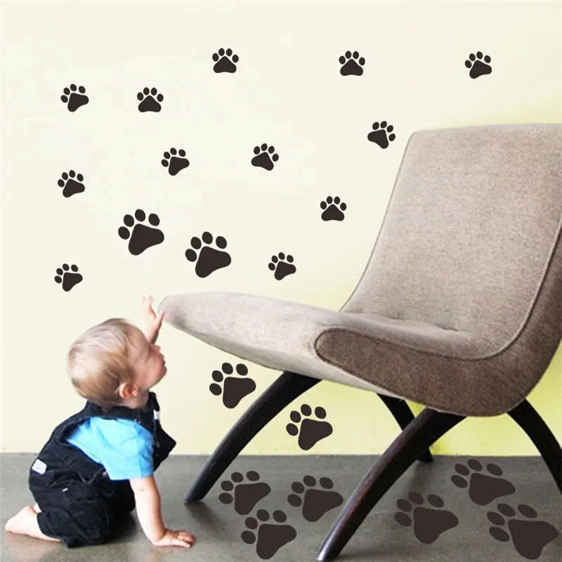 22pcs/set Cartoon Animal Dog Cat Footprint Wall Sticker For Kids Baby Rooms Wallpaper Wardrobe Home Decoration Art Mural Decals