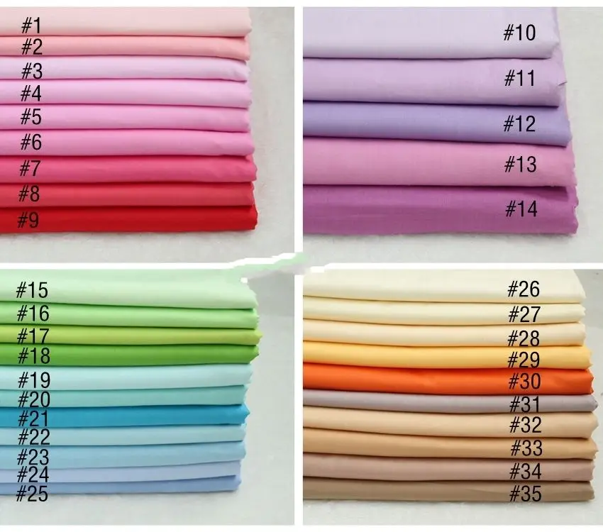 Delicate Yellow/Pink/Green/Blue/Red Solid color 100%cotton Quilting fabric Clothes Home Textile Bedding Sewing Doll Cloth DIY