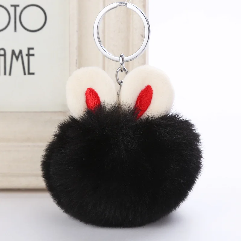 New Women Popular Rabbit Ear Hairball Top Quality Keychains Bag Fashion Accessories Hot Men Best gift Jewelry K2049