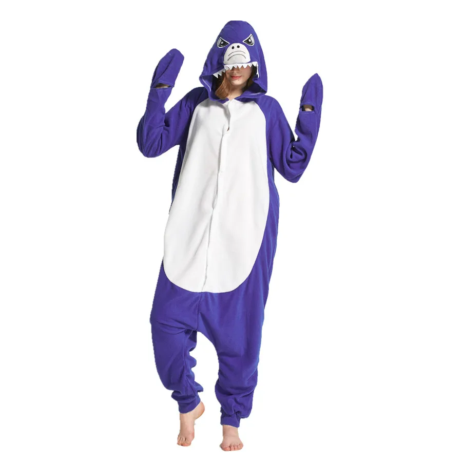 Adults Polar Fleece Blue Shark Animal Kigurumi Women's Men's Onesies Pajamas Cosplay Costume for Halloween and Carnival Party