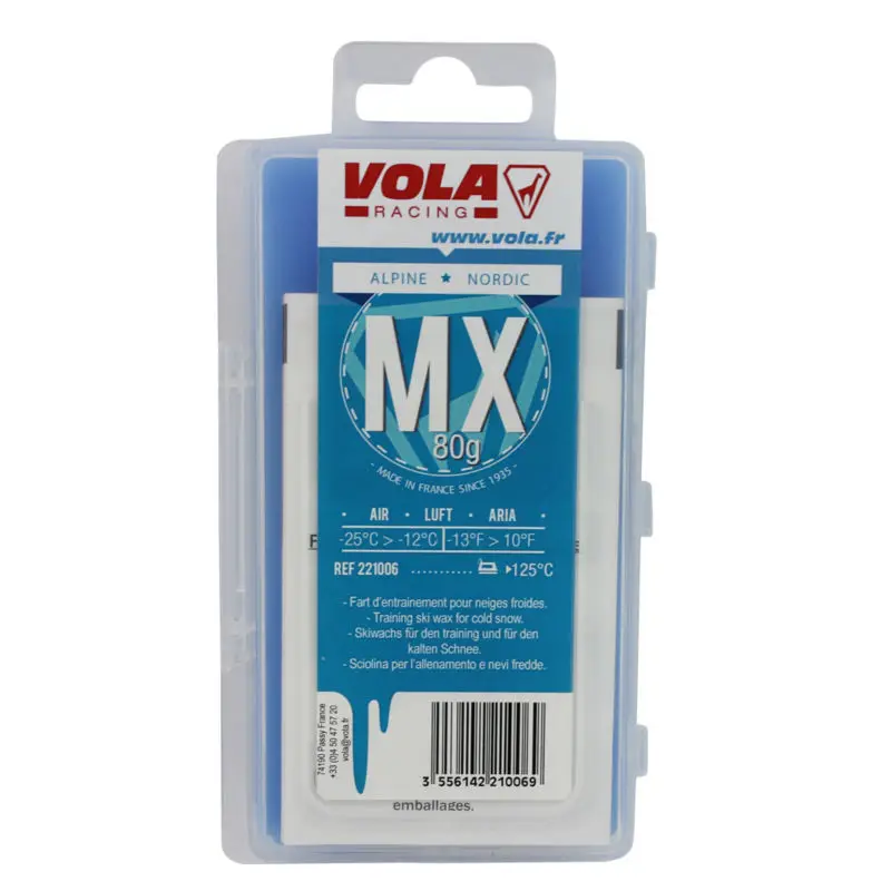 VOLA Alpien snowboard and Nodic waxes for use in different kinds of snow Made in France