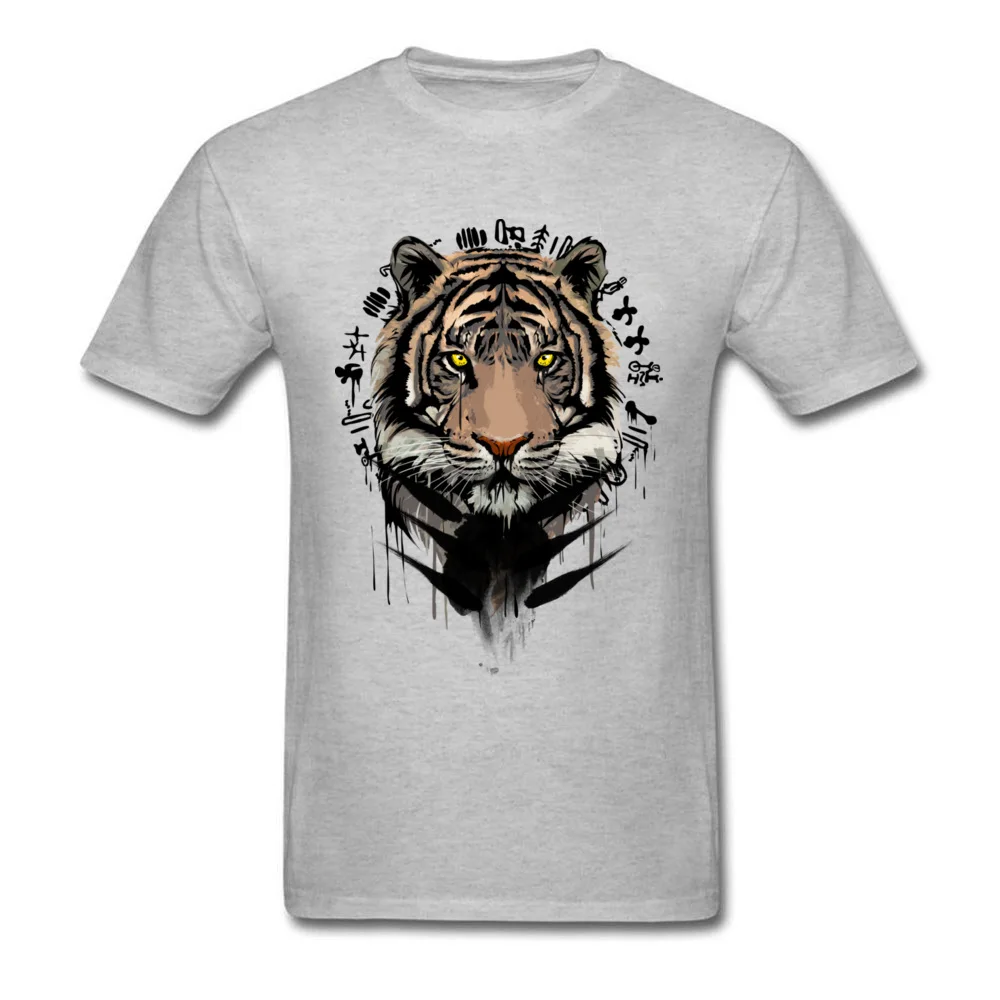 Ink Painting Tiger Print Men White T-shirt Unique Design Adult Chinese Style T Shirt Short Sleeve Cotton Clothing XXXL