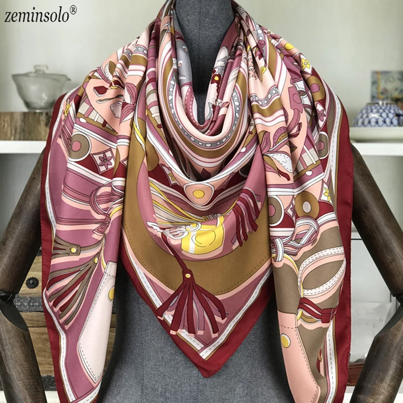 130*130cm Spring New Arrival High Quality Big Size Imitated Silk Satin Scarves Shawl Women Square Silk Scarf Bandana Hijab