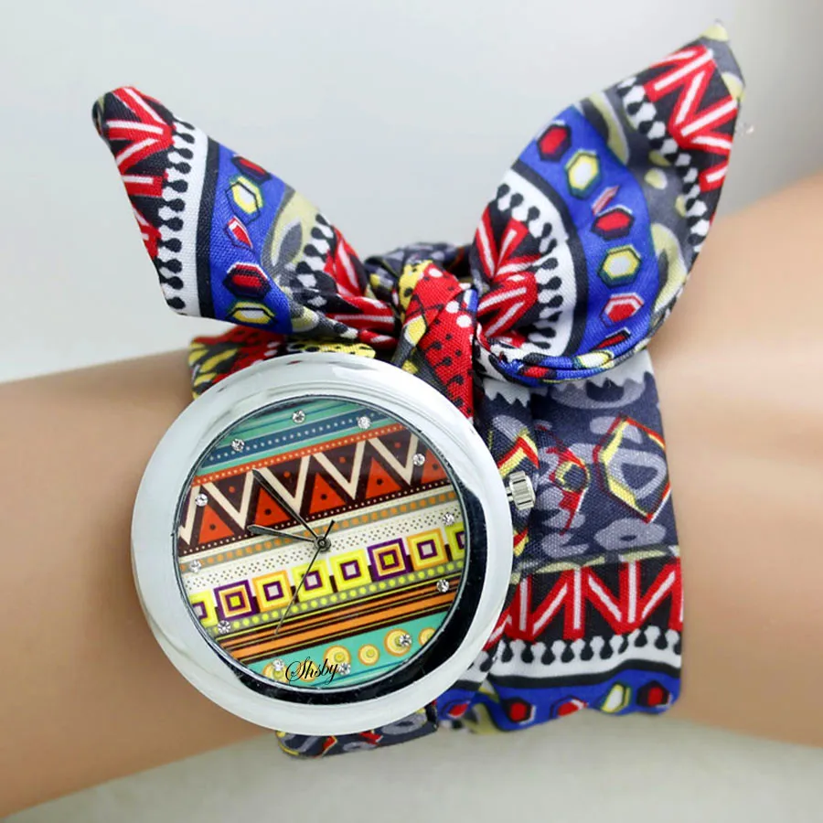 Shsby New Ethnic  Floral Chiffon Sweet Girls Watch Flower Cloth Watches Women Dress Watches Fashion Quartz  Female Ladies Gift