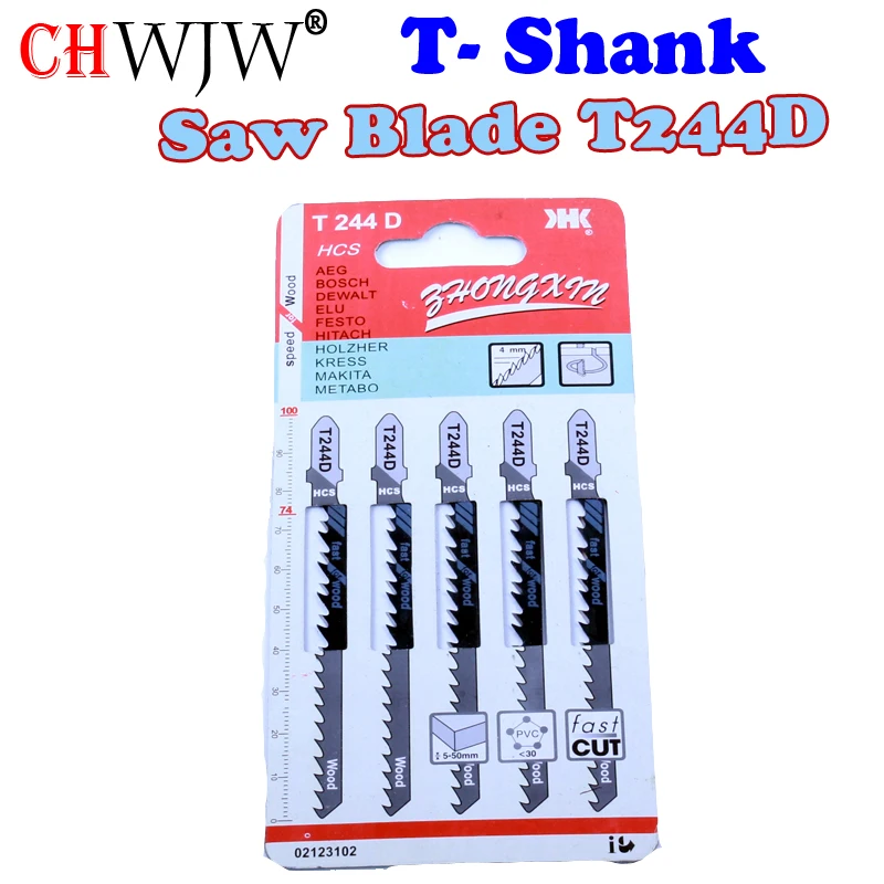 1 packs High Quality T224D Hcs Ground Teeth Straight Cutting T-Shank Jig Saw Blade for Wood