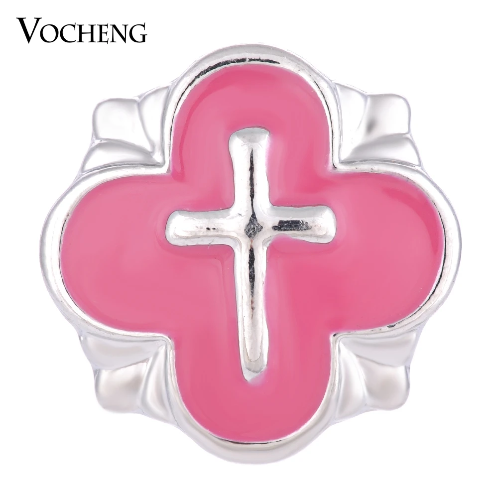 Vocheng Snap Charms Pink Hand Painted 18mm Faith Charms Jewelry Vn-1331