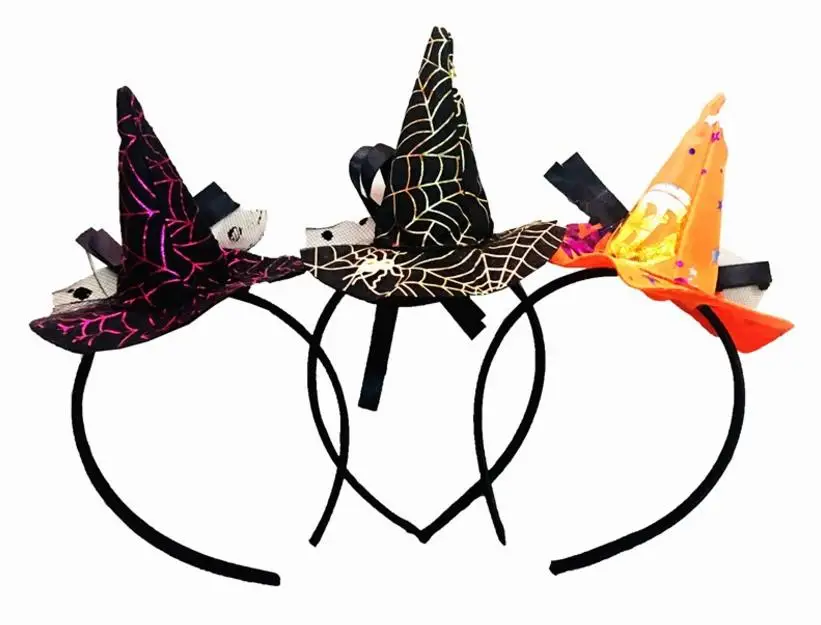 Mini witch hat headband cobweb dots veil cap halloween fancy dress costume accessory Party headdress scary