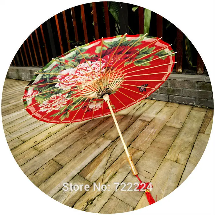 Dia 84cm Chinese Handmade Craft Oiled Paper umbrella Ancient Festival Red Elegant Peony Women Wedding Decoration Dance Umbrella