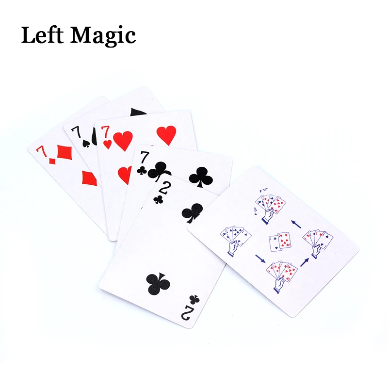 4 Cards 7 To 2 Transformer Magic Tricks Magic Props Close Up Street Magic Trick Playing Cards Accessories Comedy