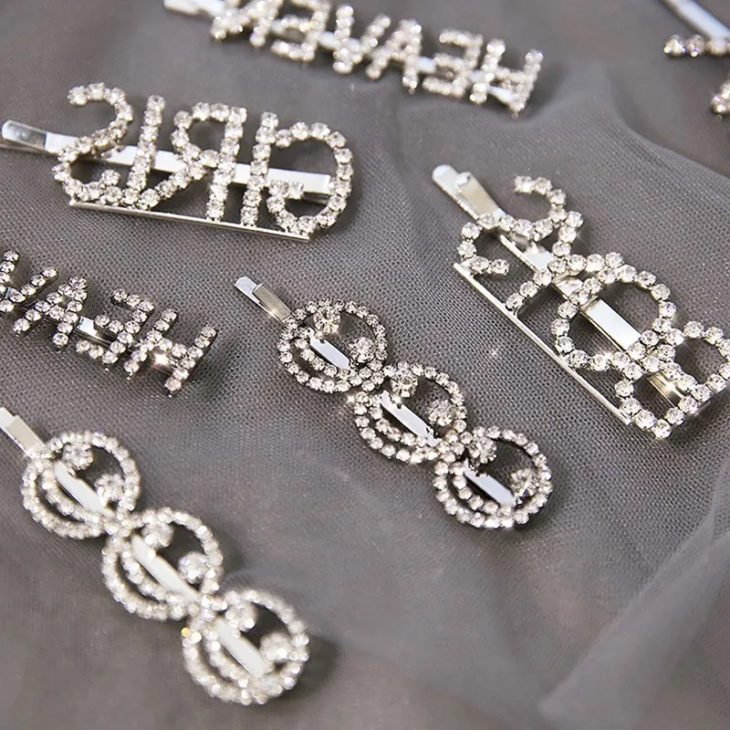 Hair Clip Women Hair Pin Hairclip English Letter Barrette Rhinestone Personality Word Girl Hairpin Hair Accessories Jewelry
