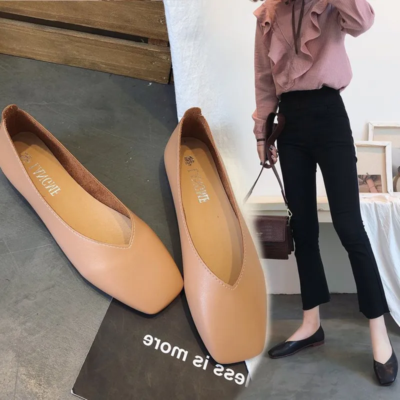 Marlisasa Women Cute Light Weight Spring Slip on Flat Shoes Lady Casual Brown Office Flats Summer Shoes Zapatos De Mujer F5268