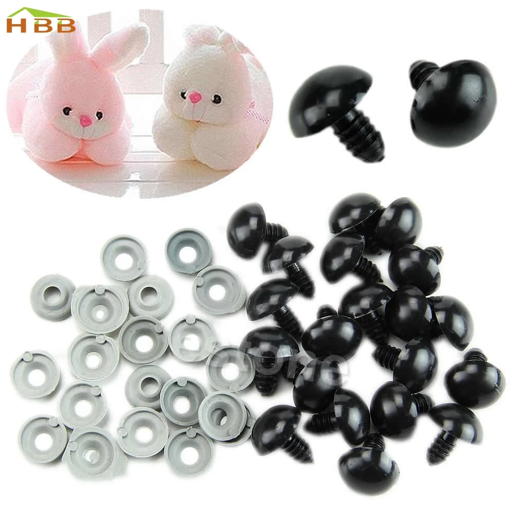 New 20PCS 6-20mm Plastic Black Safety Eyes For Teddy Bear/Dolls/Toy Animal/Felting #330