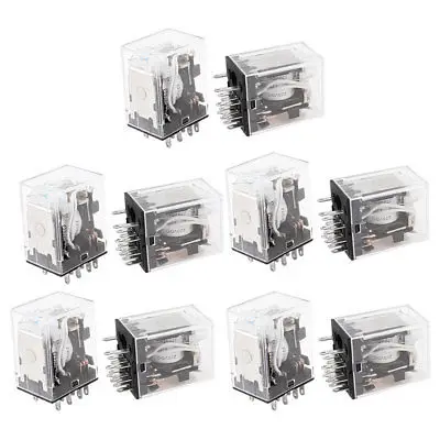 

10 Pcs HH54PL DC 220V Coil 4PDT Green LED Lamp Light General Purpose Power Relay