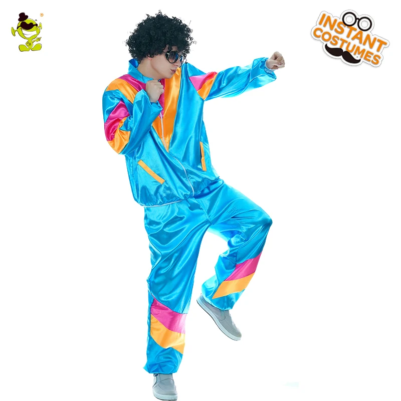 Hippie Costume Shell Suit Party Fancy Dress Up Purim Cosplay Hippy Outfits Halloween Role Play 80's Clothing for Men and Women