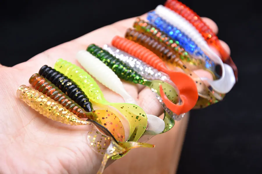 6cm 20pcs grub lure bait soft rubber silica worm lure fishing tackle for seawater and freshwater