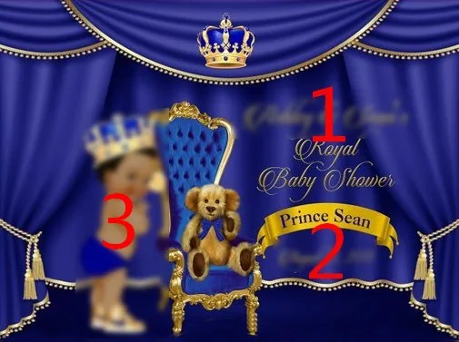 custom Royal Blue Prince Crown Baby Shower Throne Theater Curtain background   Computer print party photo backdrop