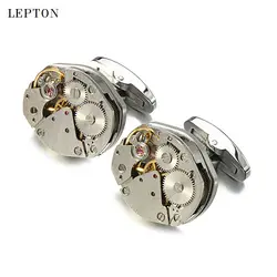 Newest Watch Movement Cufflinks for immovable Stainless Steel Steampunk Gear Watch Mechanism Cuff links for Mens Relojes gemelos