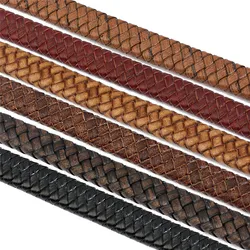 XINYAO 1yard/lot Width 10mm 12mm Braided Real Leather Cord Bracelet Findings Flat Leather Rope Thread For DIY Jewelry Making