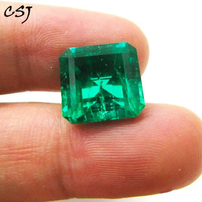 

CSJ Lab Created Colombia Emerald "CCE" Loose Gemstone Oct12*12mm for Ring Fine Jewelry