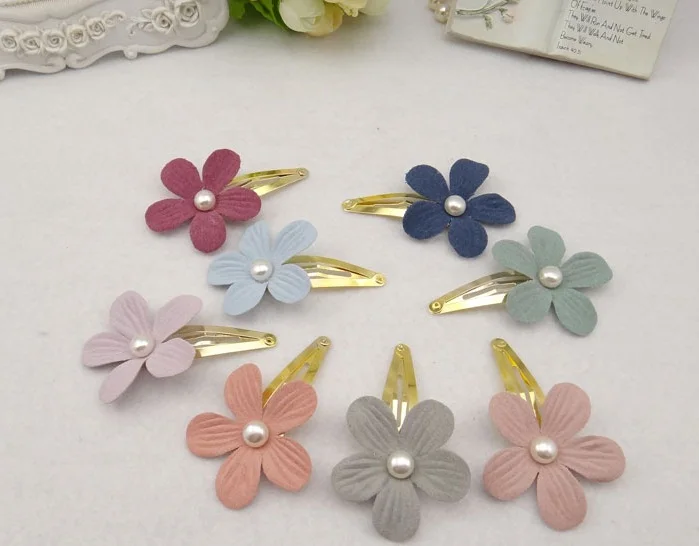 

Boutique 40pcs/8C Fashion Cute Floral BB Hair Clips Kawaii Princess Flower with Pearl Hairpins Princess Headwear Accessories