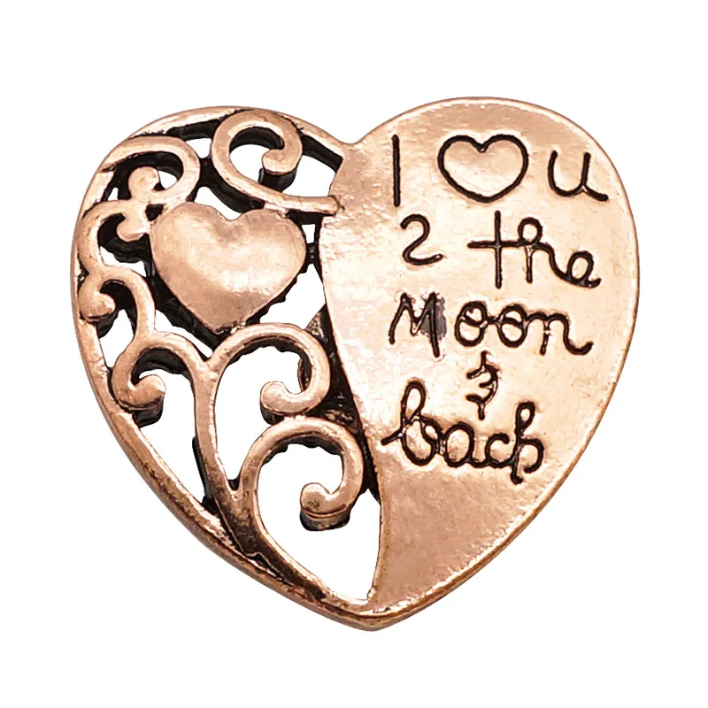 KZ3262 New Fashion Beauty Hollow Heart I love you to the moon&back 25mm snap buttons fit 18mm snap jewelry wholesale