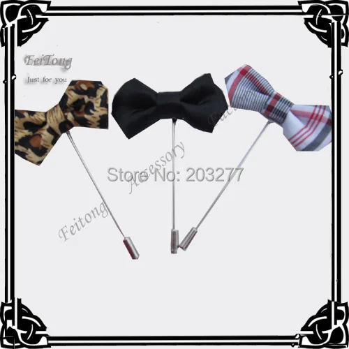 

Free shipping!newest 24PCS/LOT Mens stick pins with bow brooch pin lapel pins 6color for your choice