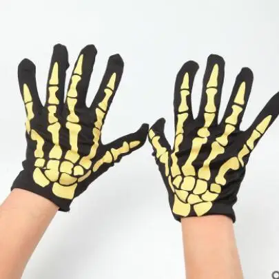 100pairs/lot punk style unisex skeleton gloves woman man cartoon skeleton full finger gloves