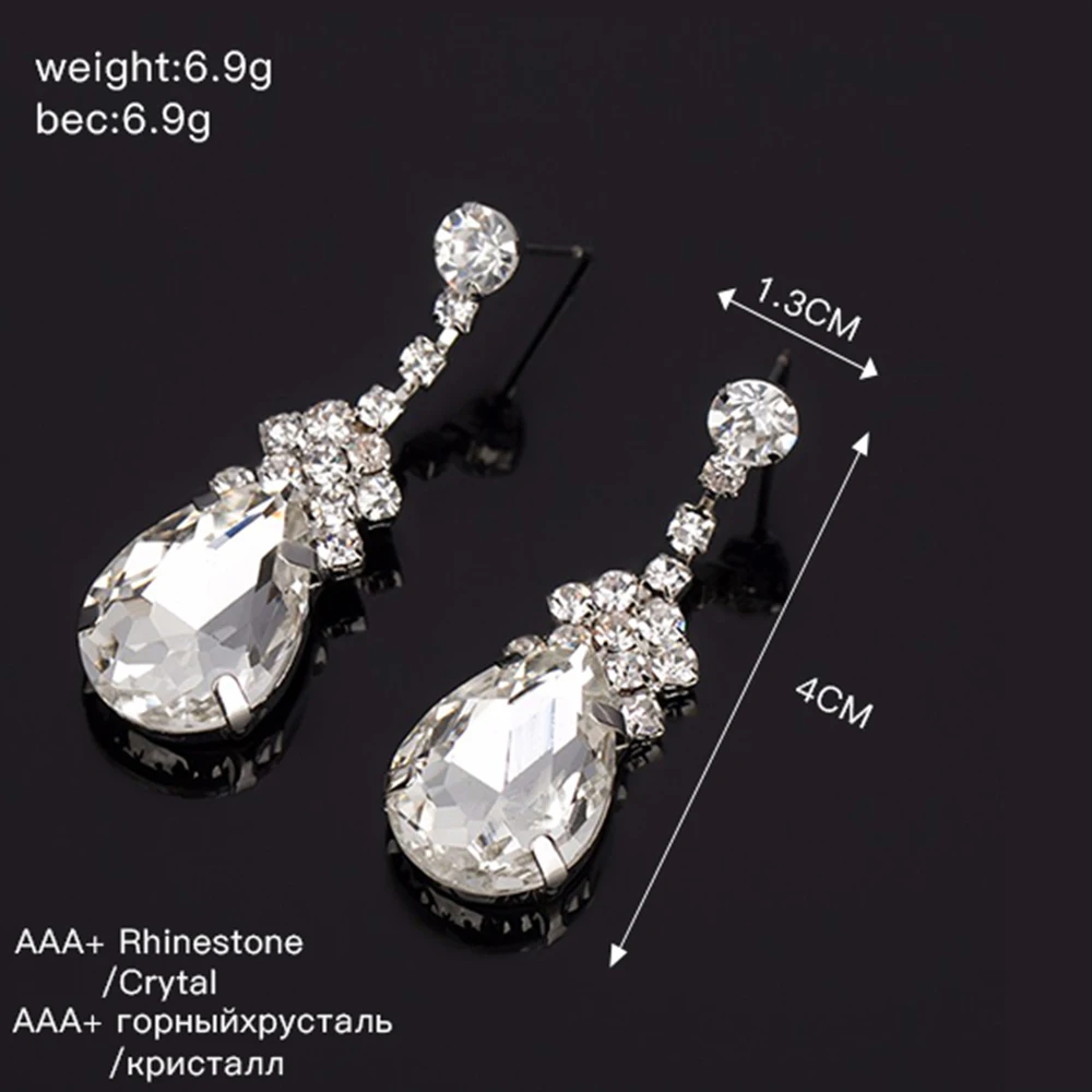 YFJEWE Fashion Colorful Shiny Rhinestone Water Drop Earrings for Women Elegant Dangle Earrings Jewelry Christmas Gifts E038