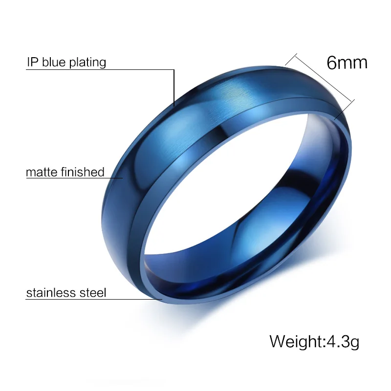 Classic Blue Ring Men Jewelry Stainless Steel Wedding Party Gift USA Size 4 5 6 7 8 9 10 11 12 13 14