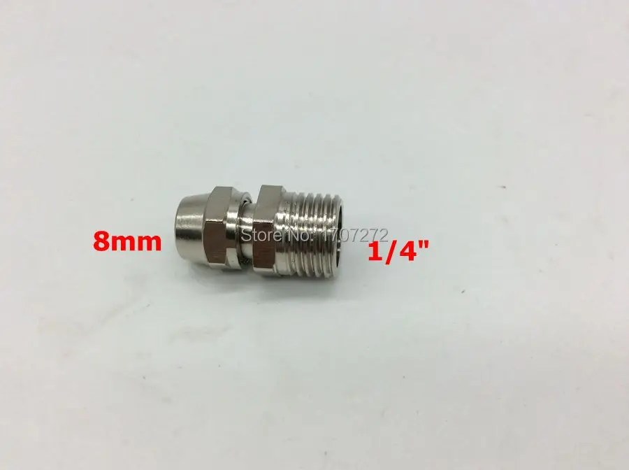 Conectores rápidos de bronze para mangueira de 8mm e encaixe de tubulação tipo rosca 1/4, encaixe de cobre, encaixe de latão