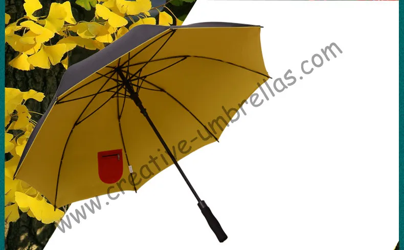 (2pcs/lot)210T pongeee visible double layers golf umbrellas.fiberglass,auto anti static,anti-thunder,inner pocket inside panel