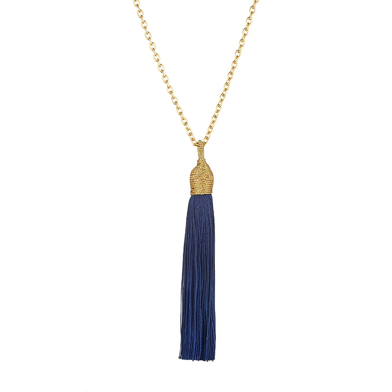 Fashion Long Tassel Pendant Necklace For Women Gold Color Chain Jewelry Vintage Statement Fringe Bohemian Necklace Collier Femme