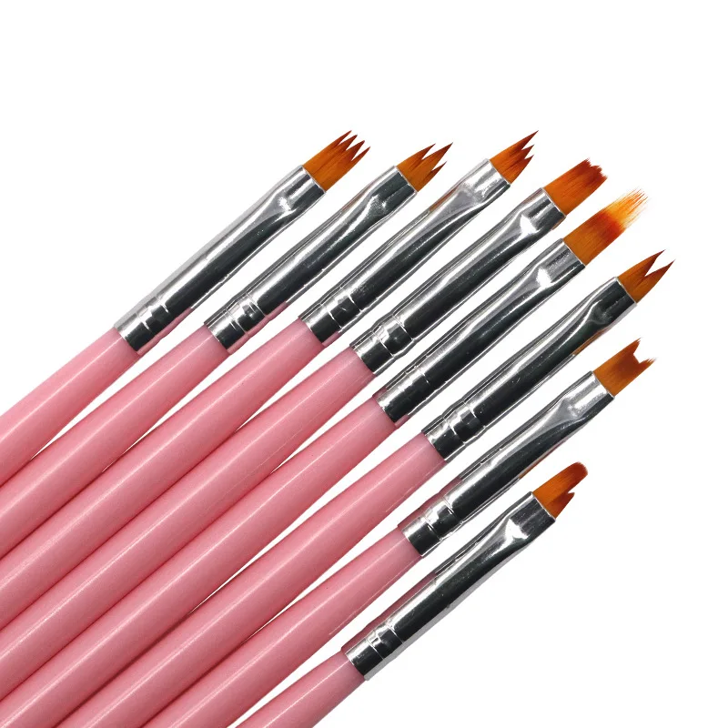 

100sets Professional Nail Pen 8pcs Gradient Acrylic Painting Nail Art Brush Petal Pattern Floral Brush Set Manicure Sawtooth Pen