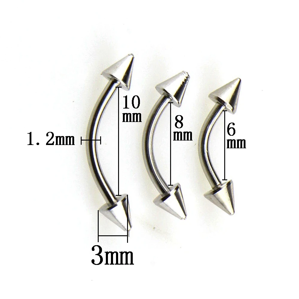 20pcs/Lot Titanium Steel Eyebrow Piercing Anti Allergic Banana Bar Taper Head Fasihon Lip Piercing Ring Earring Body Jewelry