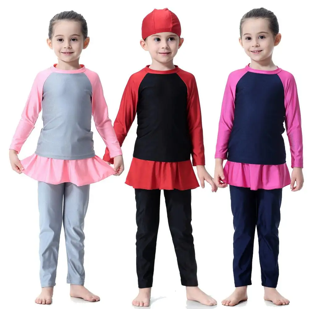 

3pcs Girls Muslim Swimwears Baby Swim Long Swimsuits Islamic Children Arab Islam Beach Wear Kids Swim Suits Surf Pants XX-419