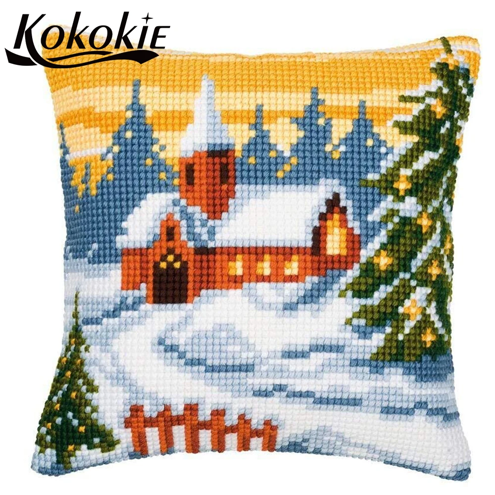 DIY embroider needlework kits snow embroidery and cross stitch knitting needles kit for pillowcase handicraft pillow making kits