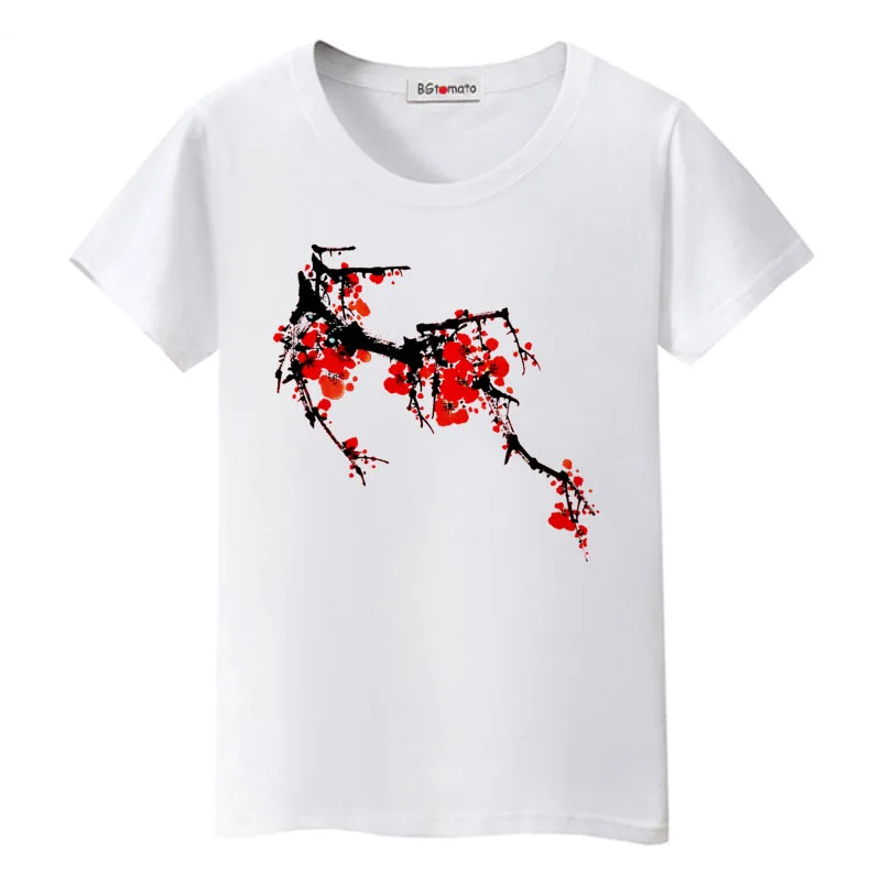 

BGtomato 2022 Plum blossom tshirt beautiful flowers t shirt women casual summer tops original brand tee shirt femme