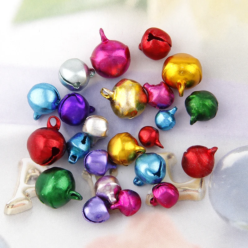 Wholesale100pc/50pc  6/8/10/12MM Mix Colors Loose Beads Small Jingle Bells Christmas Decoration Gift Colorful DIYCrafts Handmade