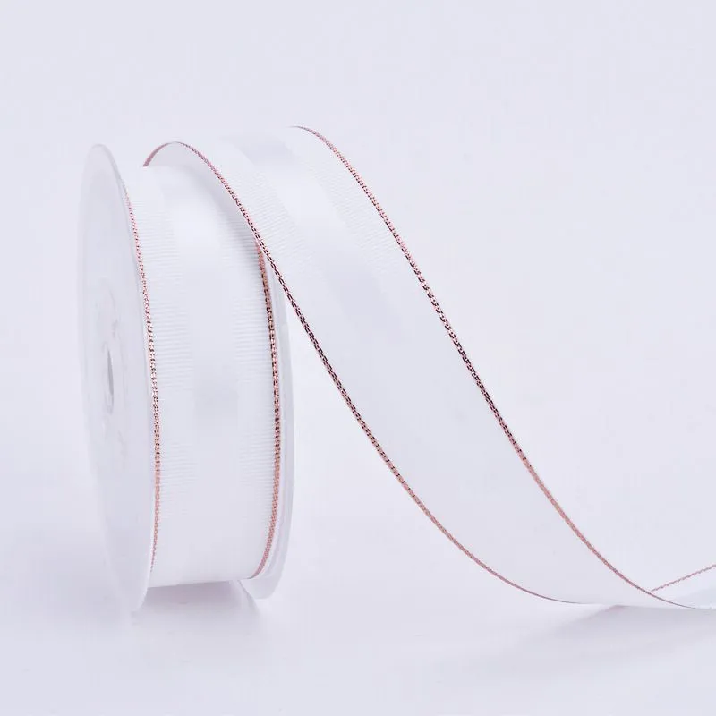 10 Yards 10MM/16MM/25MM/38MM Glitter Gold Edge Double Sided Grosgrain Ribbon Christmas Decor Materials Hair Bows Gift Packing