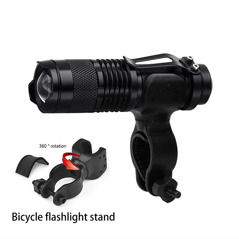 

mycyk Mini zoom flashlight LED Q5 cycling Front Light 3 Mode batteries powered hiking fishing bike flashlights for family picnic