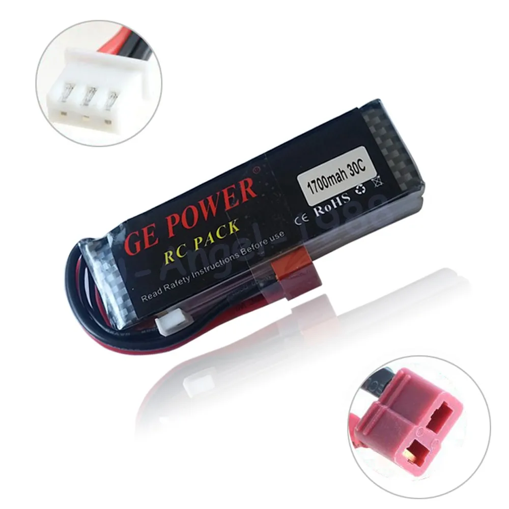 1pcs GE Power Li-Polymer Lipo Battery 7.4V 1700mah 30C max 40C for Traxxas 1/16 RC Car Boat Quadcopter FPV