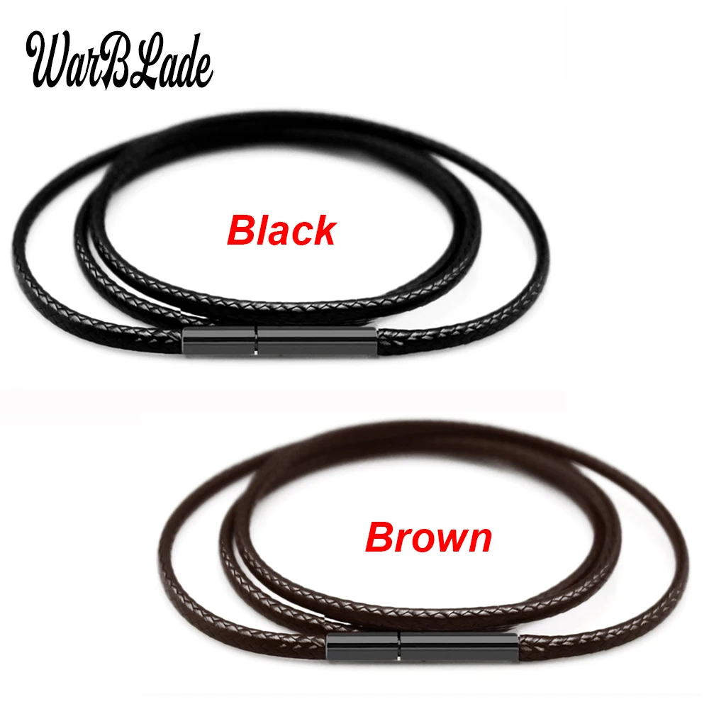 

Black Necklace Cord Leather Cord Wax Rope Chain With Stainless Steel Clasp For Men Women DIY Necklace Jewelry Making 3pcs/lots