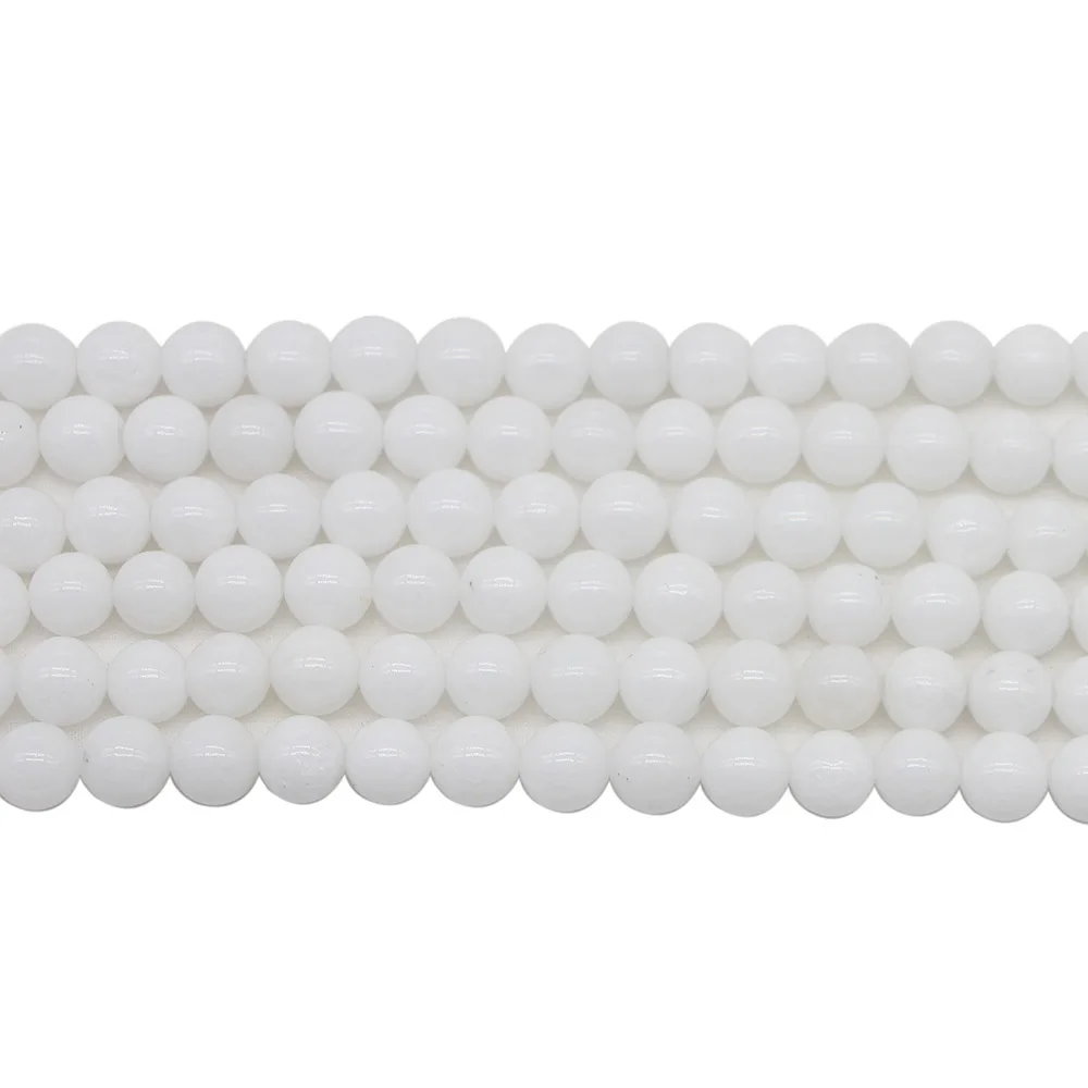 1strand/lot Natural Stone White Porcelain Jades Round Loose Spacer Beads 4 6 8 10 12 mm For Jewelry Making Findings DIY Bracelet