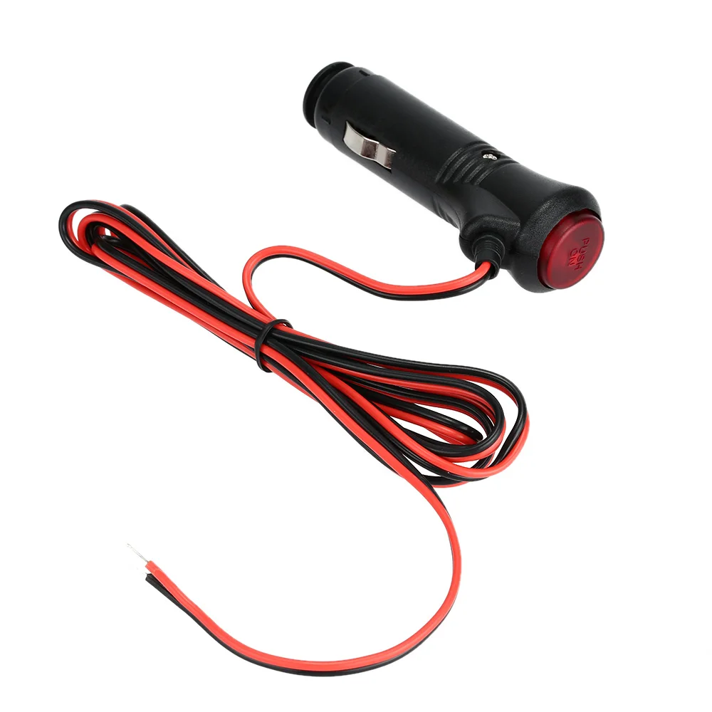 Car Motorcycle Truck Cigarette Lighter Power Plug Adapter 12V 24V DIY Accessory with ON/OFF Button Switch and 1.5m Cable